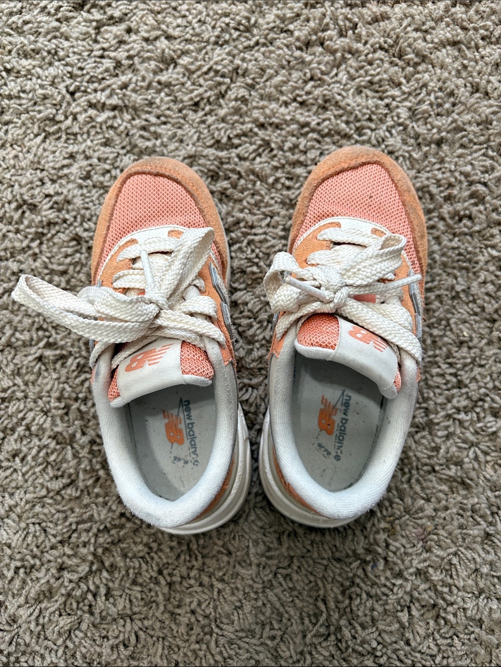 New Balance Kids Peach/White Suede & Mesh Sneakers - Picture 5 of 6